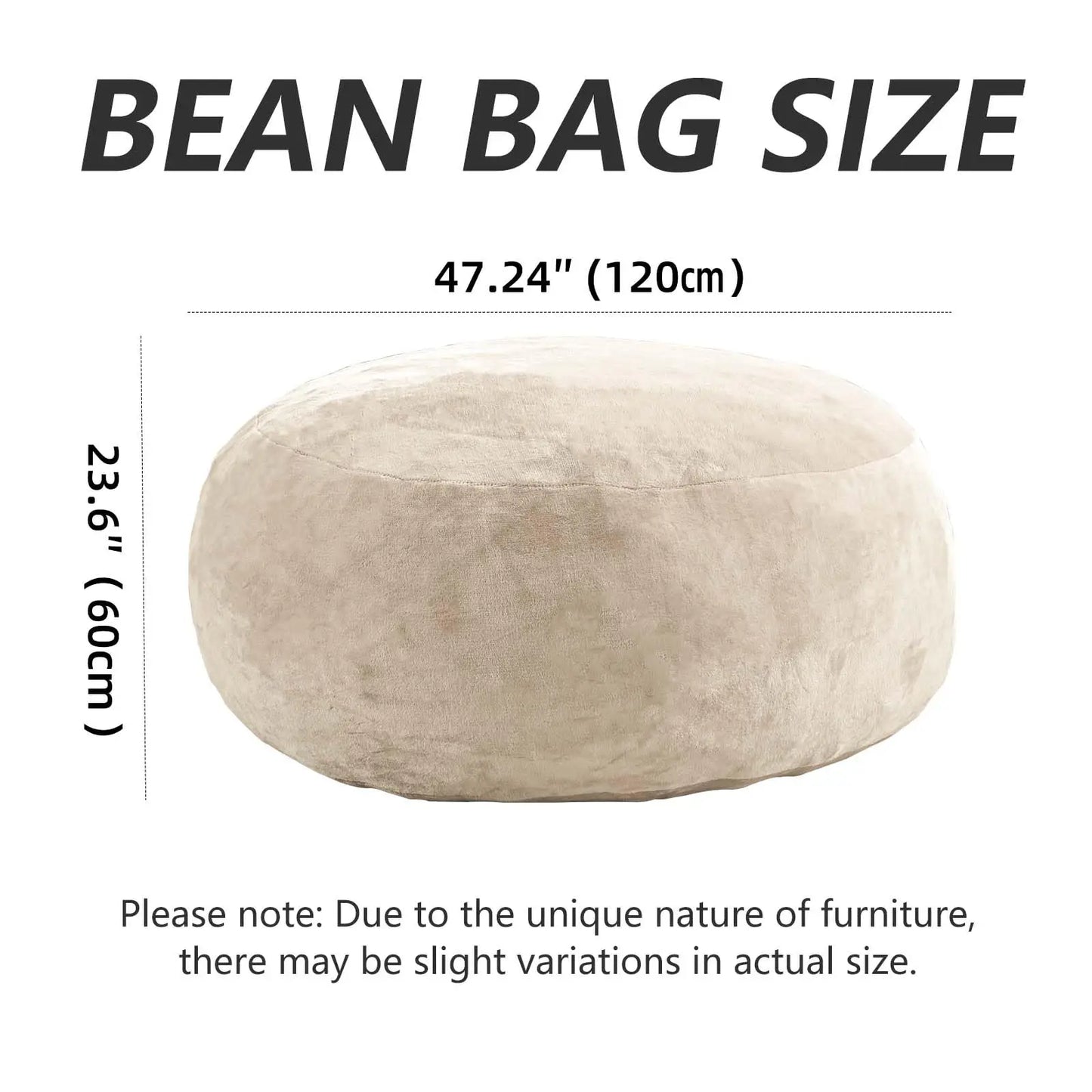 Bean Bag Chair - 5' Giant Memory Foam Lounge Chair with Soft Microfiber Cover – Cozy Furniture for Living Room, Dorm, & Kids' Ro