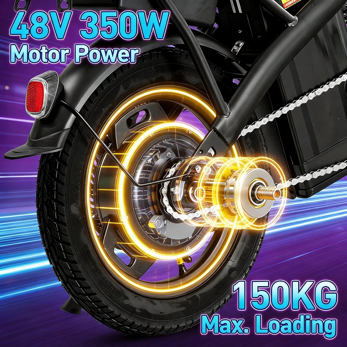 HEZZO T5 Lightweight Folding Electric Bike for Adults 48V 350W 20MPH 18-22 Miles Range 14Inch Disc Brake Commuter E-bike