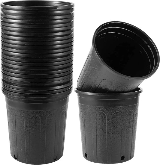 25 Packs 1 Gallon Nursery Trade Pots, Black Plastic Plant Nursery Pots Round Planter Nursery Pot for Plants Flowers, Suc