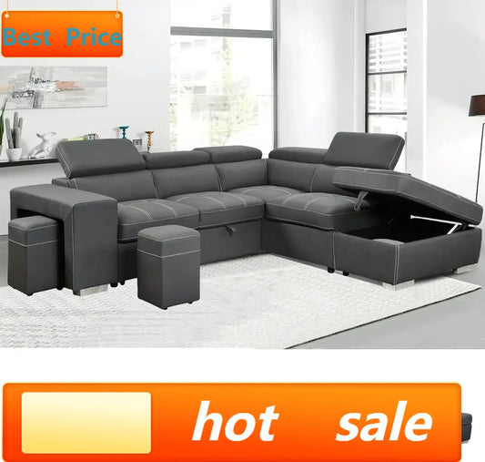 Best-selling discounted priceLimited-time discount price104'' Microfiber L Shaped Sectional Sleeper Sofa Couch with Pull Out Bed