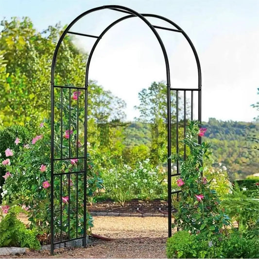 Outdoor Steel Garden Arch Arbor, 7.2ft Tall with Stakes, Durable Metal Archway for Climbing Plants, Ideal for Lawn or Garden, Pa