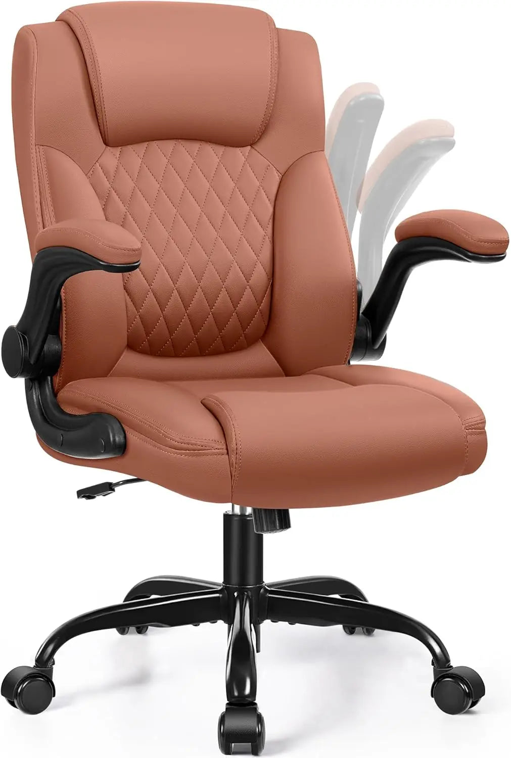 Leather Office Chair, PU Home Computer Desk Chairs with Ergonomic Back Support, 360°Swivel Free, Small Gaming Chair