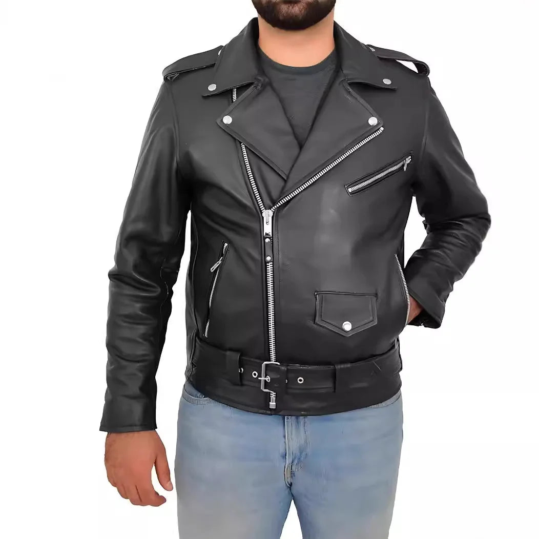 Hot Sale Of The Season New Men's Biker Leather Jacket Red Outerwear Punk Style Spring Autumn European Size PU Leather Straigh...