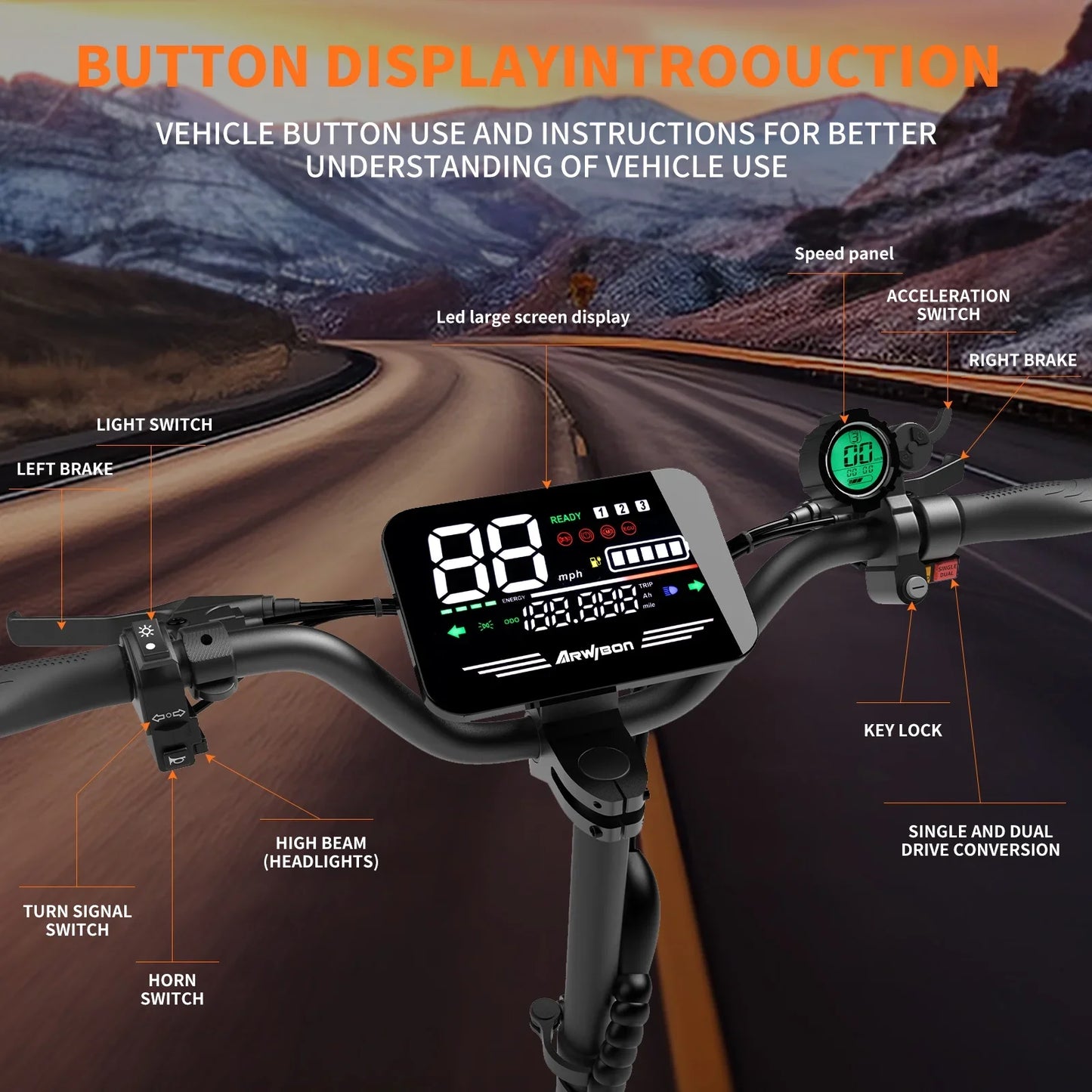 Arwibon 5600W Dual Motor Electric Scooter 46 MPH Top Speed