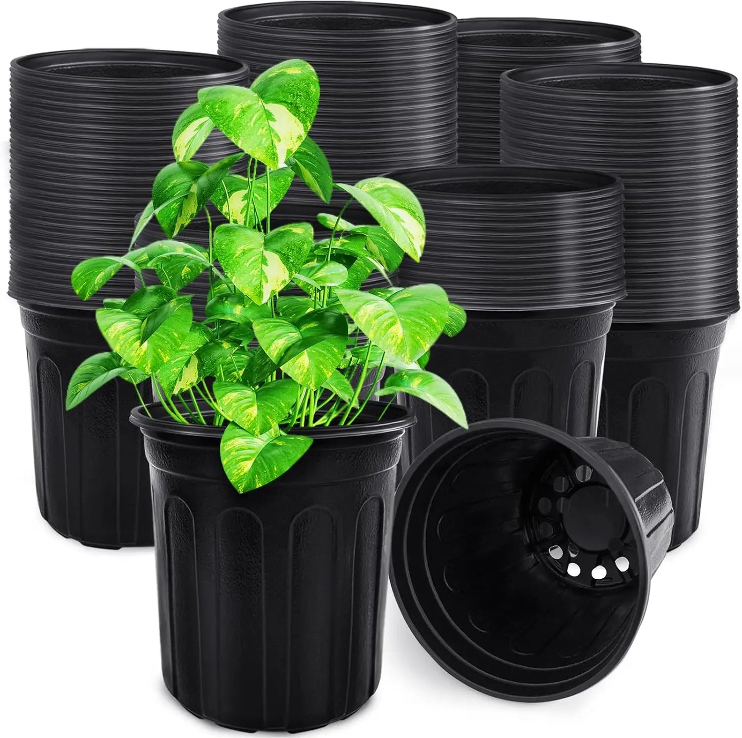 90Pcs 1 Gallon Nursery Pots for Plants,Plastic Seedling Pot with Drainage Holes,Garden Flower Plant Container for Transp