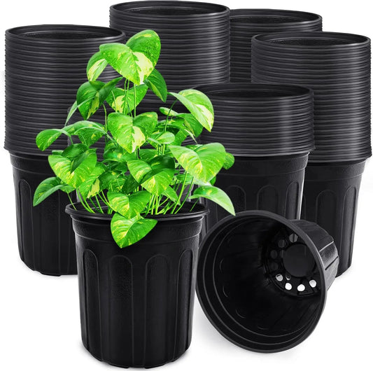90Pcs 1 Gallon Nursery Pots for Plants,Plastic Seedling Pot with Drainage Holes,Garden Flower Plant Container for Transp